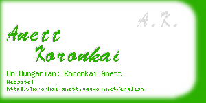 anett koronkai business card
